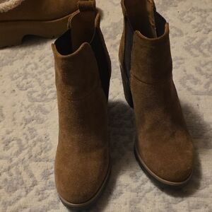 Crevo Tan Suede Ankle Booties